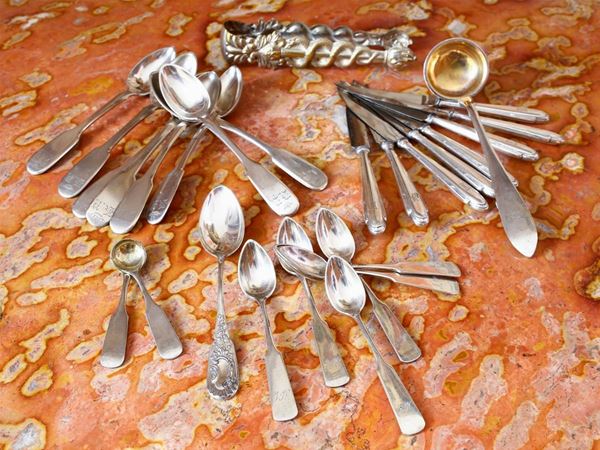An ancient russian silver cutlery lot