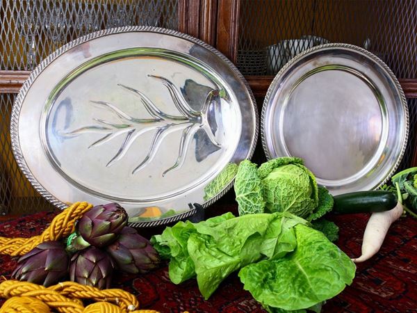 A pair of silver plated trays