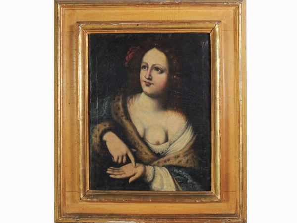 Scuola toscana del XVII secolo : Allegorical female figure  - Auction Furniture and Paintings from Palazzo al Bosco and from other private property - Maison Bibelot - Casa d'Aste Firenze - Milano