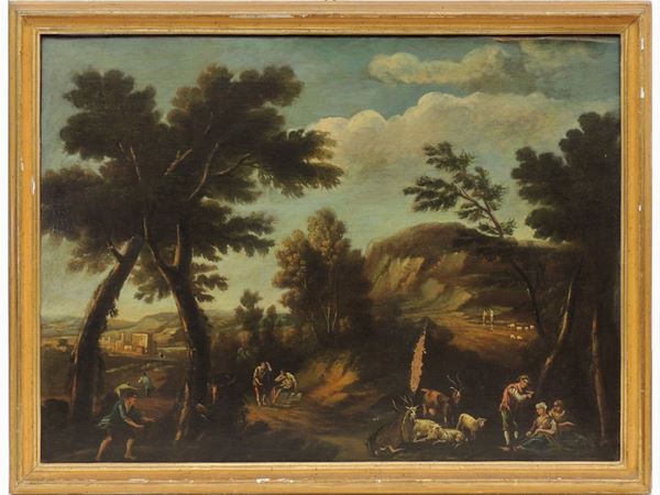 Scuola francese del XIX secolo - Landscape with figures