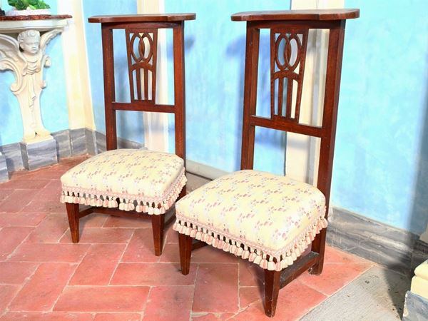 A pair of softwood kneelers