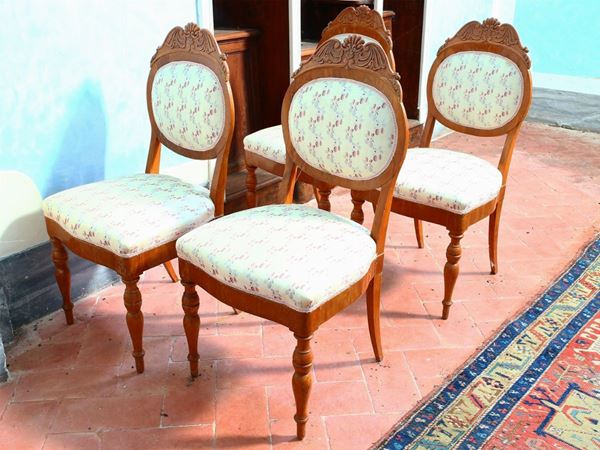 A set of six cherrywood chairs  (Austtri, mid-19th century)  - Auction Furniture and Paintings from Palazzo al Bosco and from other private property - Maison Bibelot - Casa d'Aste Firenze - Milano