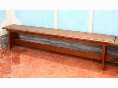 Coppia di Panche Rustiche in Legno Tenero