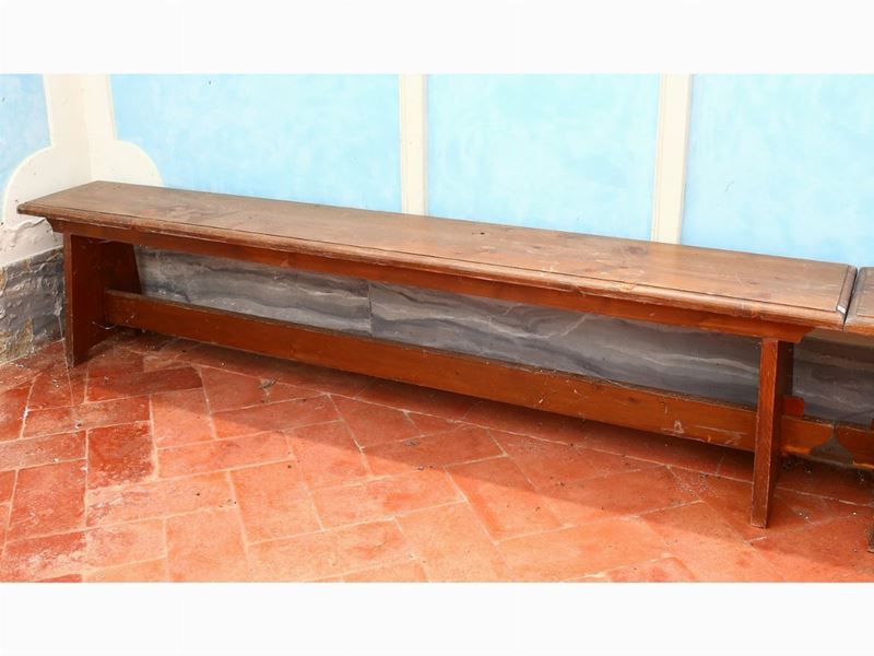 Coppia di Panche Rustiche in Legno Tenero