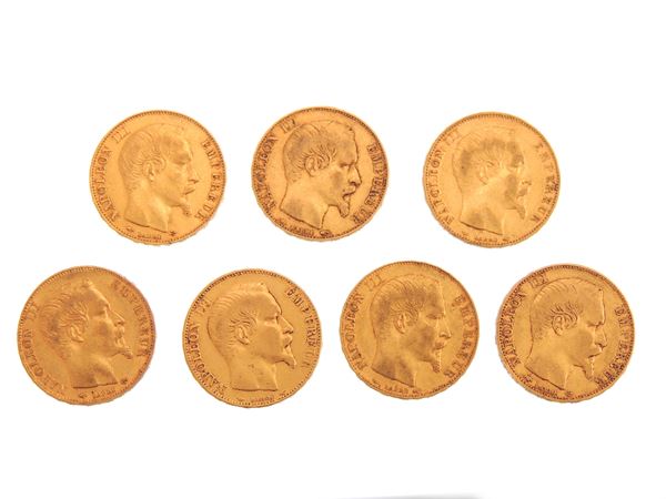 Seven 20 Francs coins, Napoleon III (1852-1870)