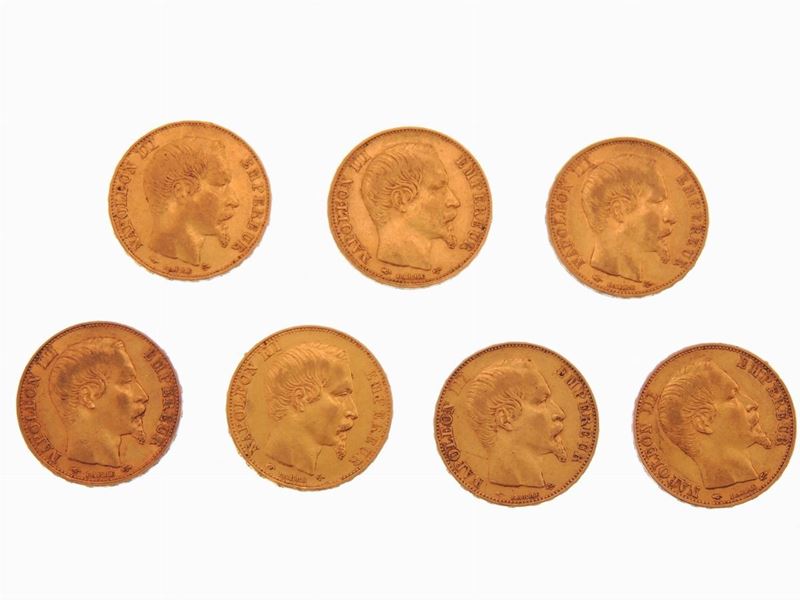 Sette Monete da 20 Franchi, Napoleone III (1852-1870)
