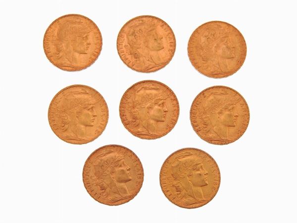 Eight 20 Francs coins