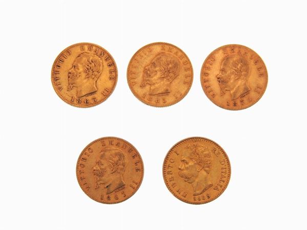 Five 20 Lire coins