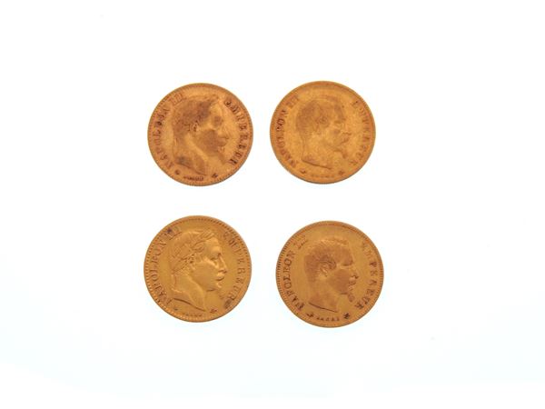Four 10 Francs coins, Napoleon III (1852-1870)