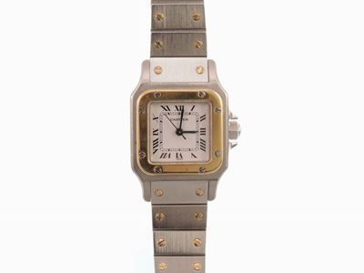 Orologio da Polso Automatico per Donna Cartier Santos in Oro Giallo 18 Carati e Acciaio