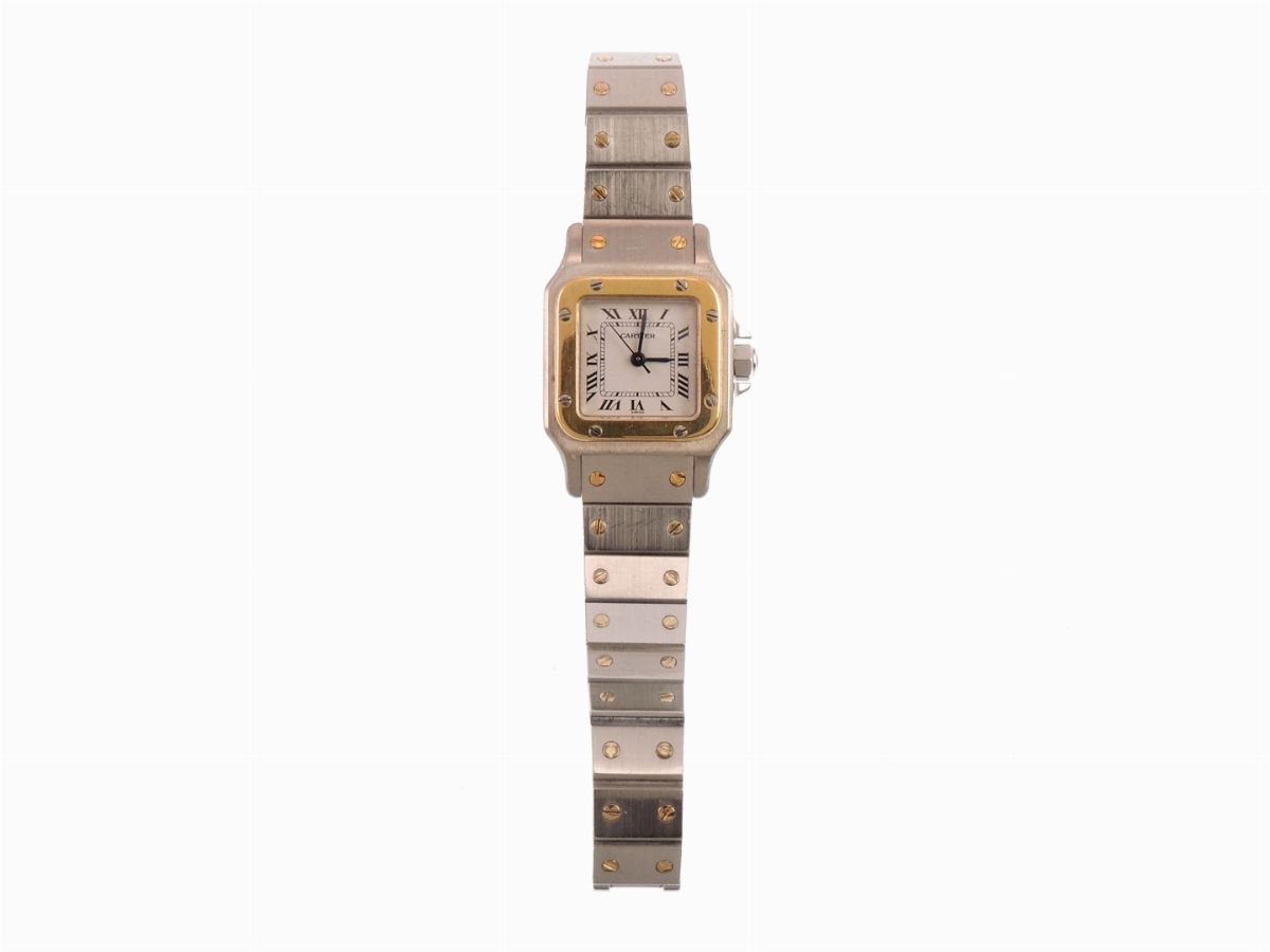 Orologio da Polso Automatico per Donna Cartier Santos in Oro Giallo 18 Carati e Acciaio