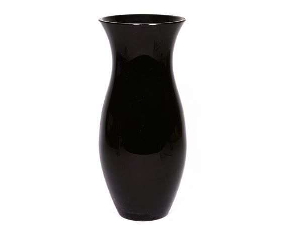 A black glass vase