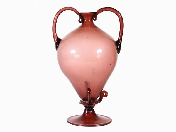 An ametist blown glass with applied handles  (Murano, 1920)  - Auction Only Glass - Maison Bibelot - Casa d'Aste Firenze - Milano