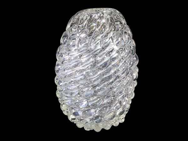 A vase of Lenti series in clear iridised glass  (Murano, 1940)  - Auction Only Glass - Maison Bibelot - Casa d'Aste Firenze - Milano