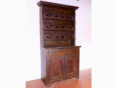 Credenza Rustica a Due Corpi in Legno Tenero