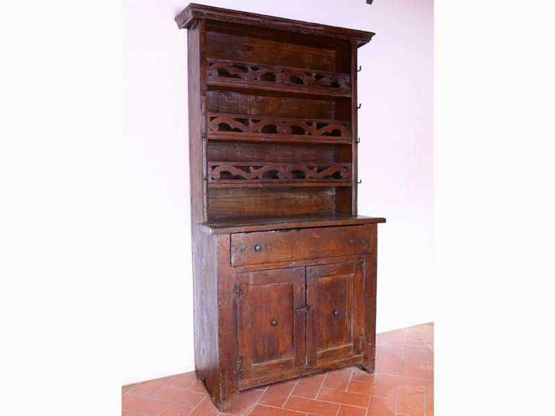 Credenza Rustica a Due Corpi in Legno Tenero