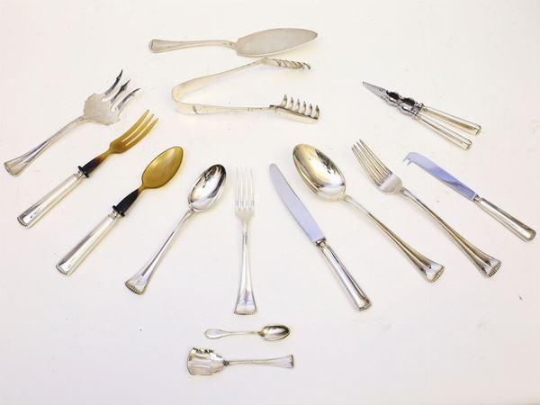 A silver cutlery service