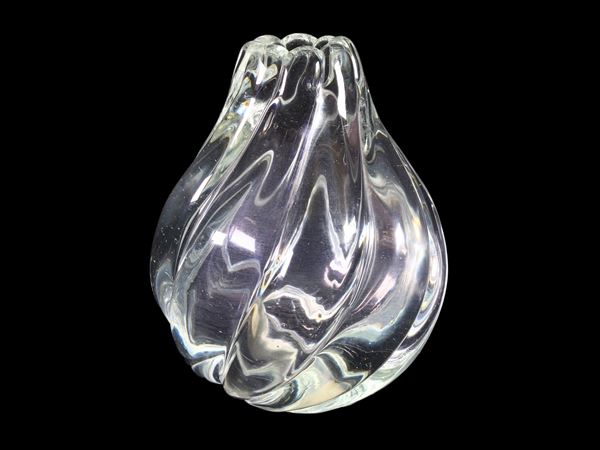 A trasparent glass vase with ribs  (Murano, 1940)  - Auction Only Glass - Maison Bibelot - Casa d'Aste Firenze - Milano