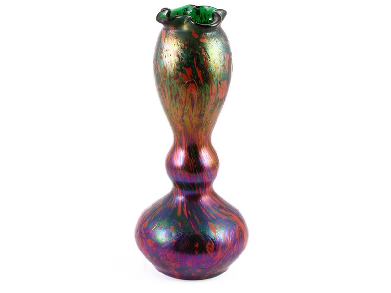 Vaso in Vetro Verde Iridescente