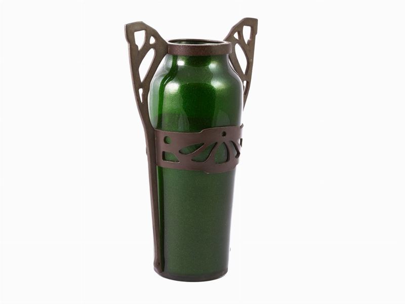 Vaso in Vetro Verde Iridescente