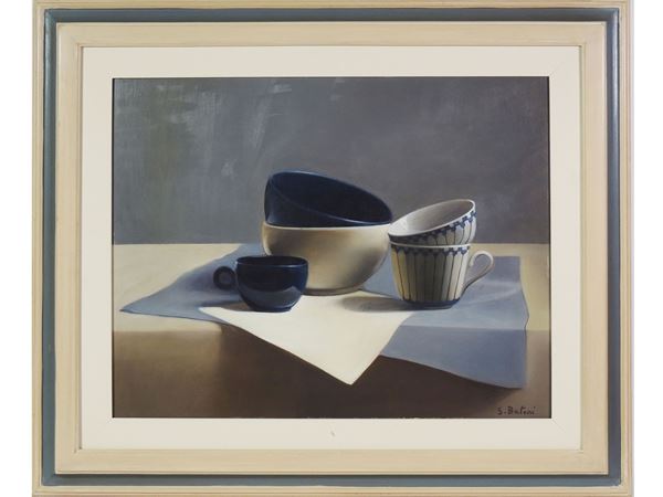 Sandra Batoni : Still life with cups  - Auction Modern and Contemporary Art - Maison Bibelot - Casa d'Aste Firenze - Milano
