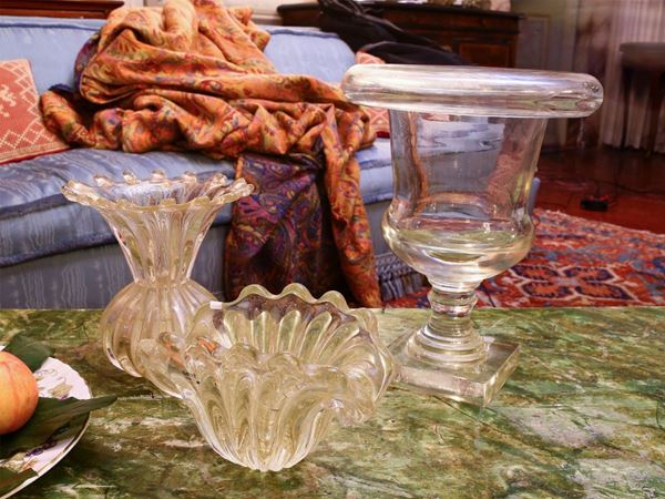 Tre vasi in vetro  - Asta Arredi e Dipinti di Palazzo al Bosco e da altre private provenienze - Maison Bibelot - Casa d'Aste Firenze - Milano