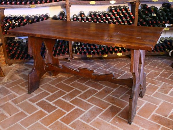A rustic softwood table