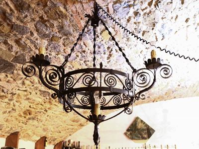 Lampadario a Corona in Ferro Battuto