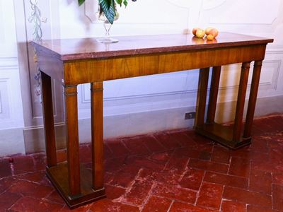 Console Impiallacciata in Piuma di Noce