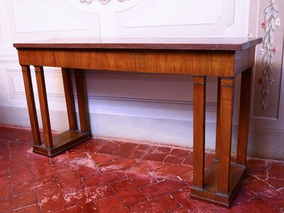 Console Impiallacciata in Piuma di Noce