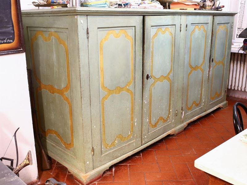 Grande Credenza in Legno Laccato Verde Acqua