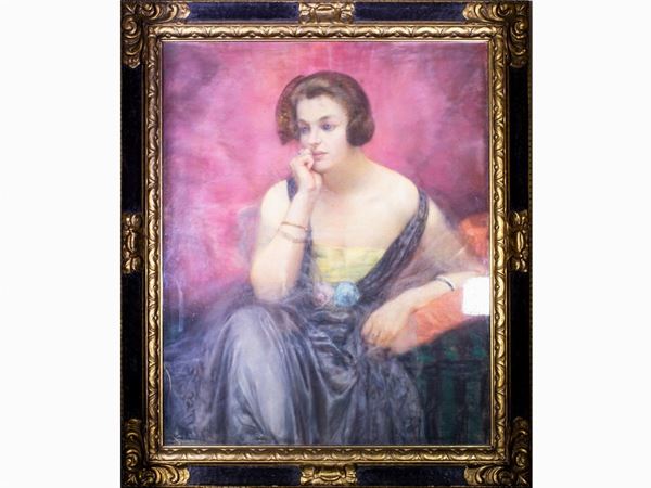 Scuola ungherese dell'inizio del XX secolo : Female Portrait  - Auction Furniture and Paintings from Palazzo al Bosco and from other private property - Maison Bibelot - Casa d'Aste Firenze - Milano