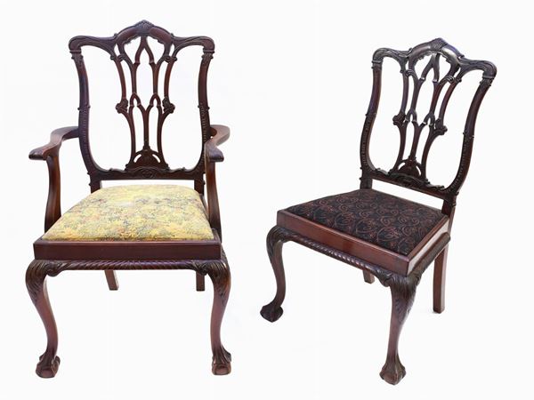 A set of six mahogany armchairs and two armchairs