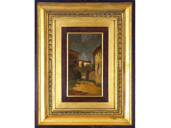 Vincenzo Cabianca : View of a town  ((1827-1902))  - Auction The Nineteenth Century Painting Collection of Romolo Monti. Furniture, Jewels and Curiosities from Villa Il Nirvana in Castiglioncello - Maison Bibelot - Casa d'Aste Firenze - Milano