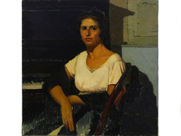Oscar Ghiglia - Ritratto della Signora Milani 1920 circa
