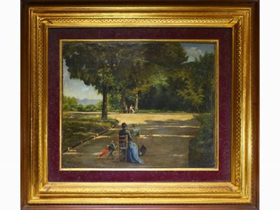 Scorcio di Parco con Pittrice al Cavalletto