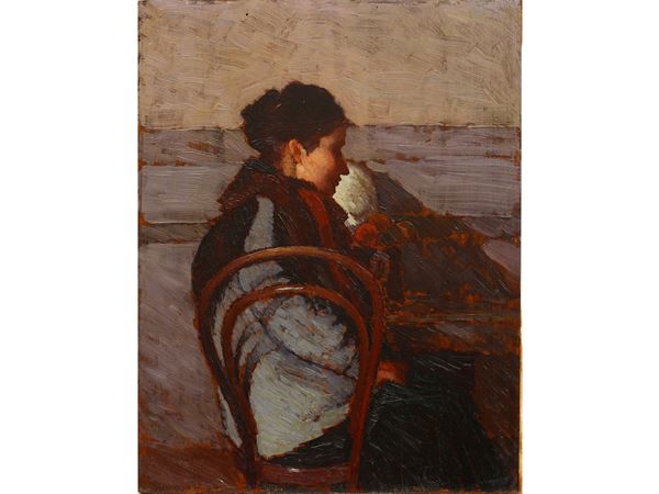Oscar Ghiglia - Ritratto della Signora Gina Monti di profilo 1917