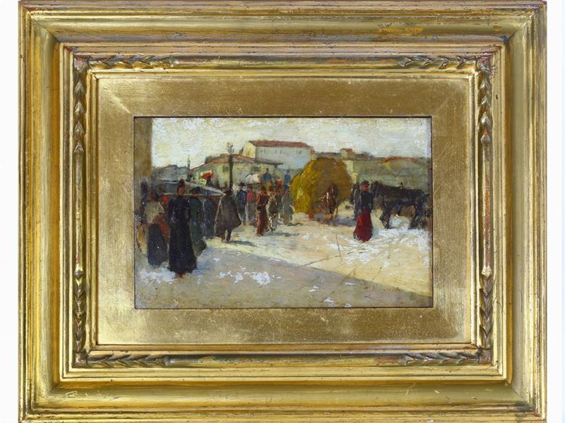 Guglielmo Micheli - Scorcio di Città con Personaggi