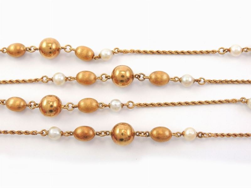 Collana Satoire in Oro Giallo con Perle Coltivate