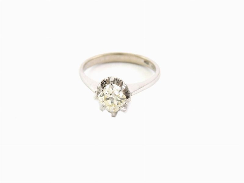 Anello Solitario in Oro Bianco con Diamante
