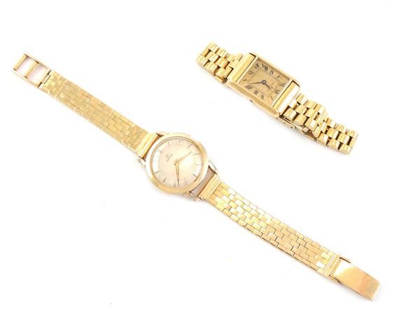 Due orologi da polso per donna Baume & Mercier e Omega in oro giallo
