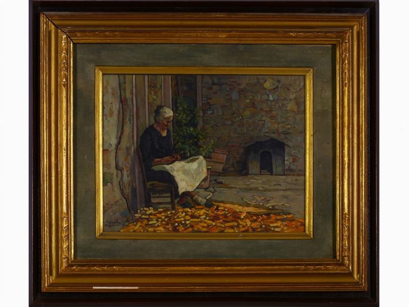 Gino Romiti - Scorcio di Casa con Figura 1943
