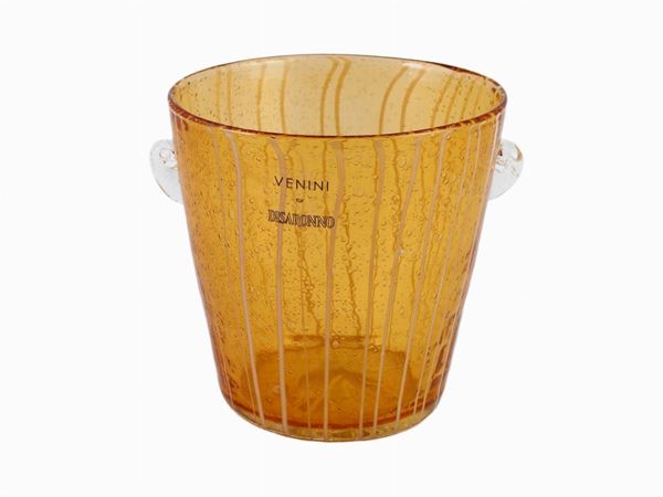 A Venini yellow glass ice bucket