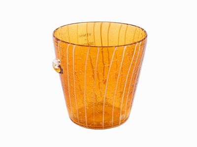 Un Cestello Portaghiaccio in Vetro Giallo Intenso