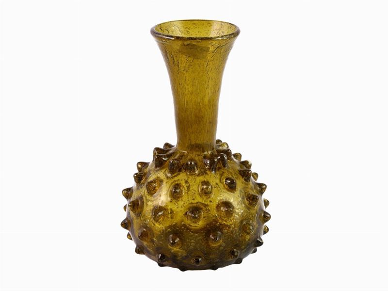 Vasetto in Vetro Soffiato Giallo Ocra