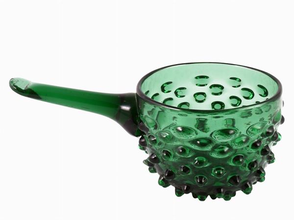 A bugnato green glass small pot