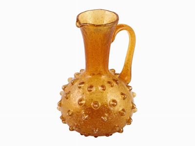 Brocca in Vetro Soffiato Giallo Paglierino