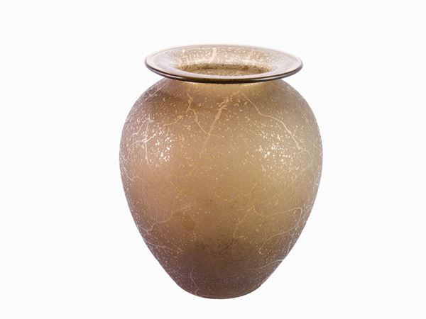 An etched smoky colour glass vase  (France, 1930)  - Auction Only Glass - Maison Bibelot - Casa d'Aste Firenze - Milano