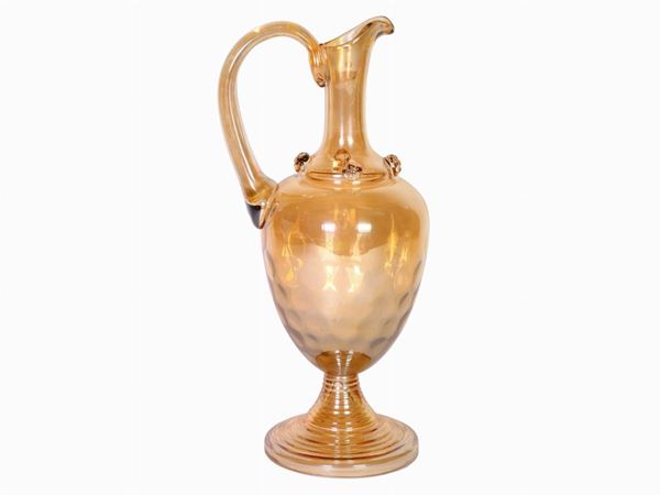 An iridised yellow blown pitcher  (Murano, 20th century)  - Auction Only Glass - Maison Bibelot - Casa d'Aste Firenze - Milano