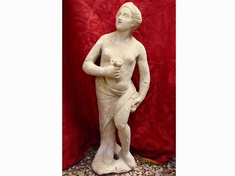 Scultura in Marmo Bianco Raffigurante Vestale